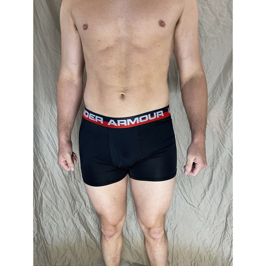 boys under armour black boxerjock red and black band youth XL
