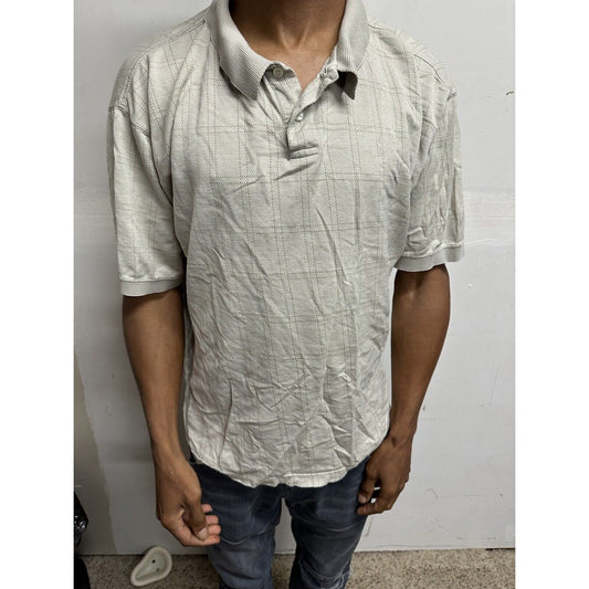 Men’s Beige Geoffrey Beene Large Polo Shirt Double mercerized