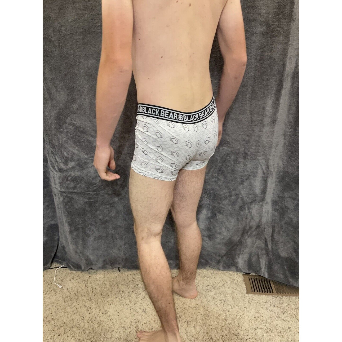 men's medium athletic trunk style black bear boxer brief White With Polygons