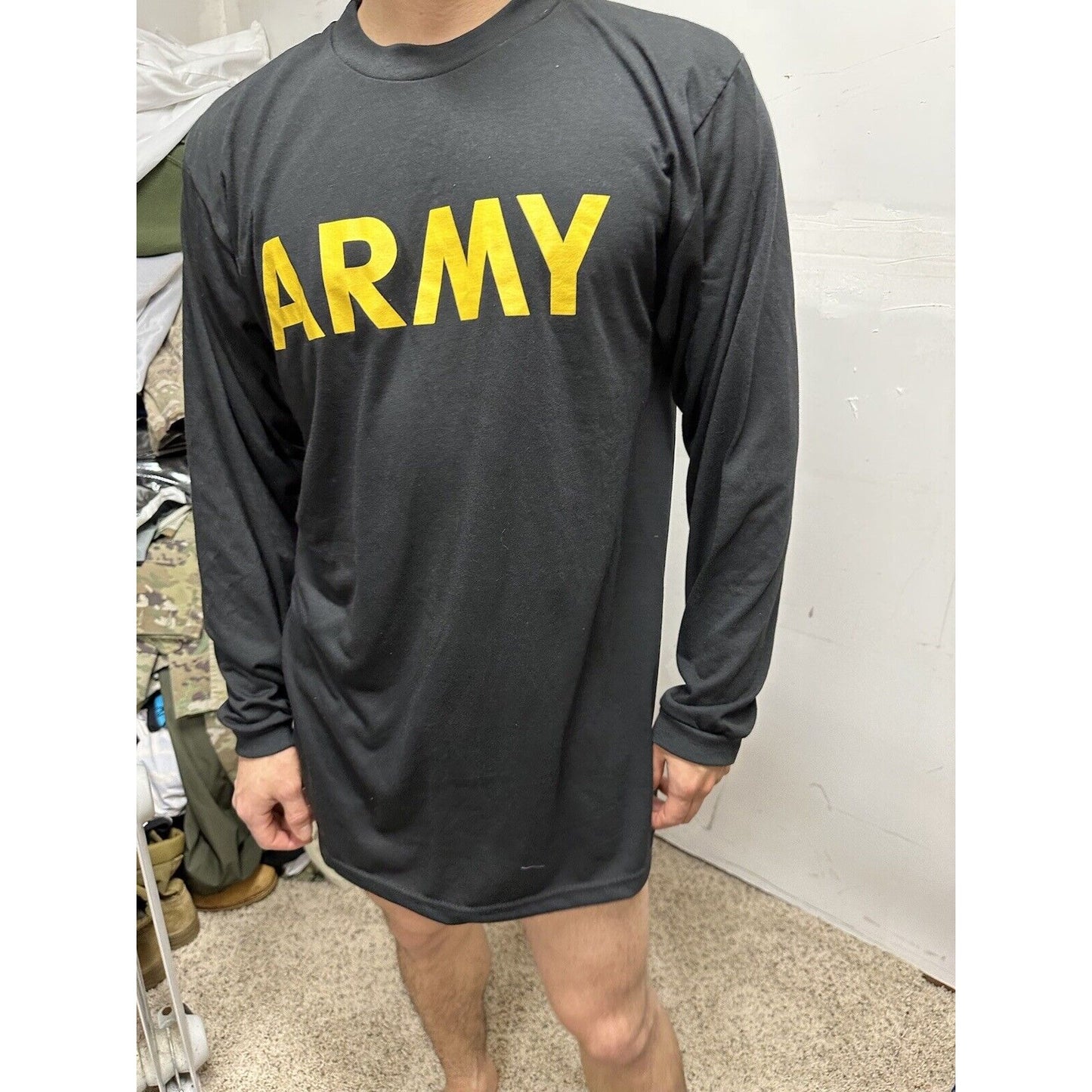 Men’s Black Medium Army Long Sleeve Apfu Fitness Uniform