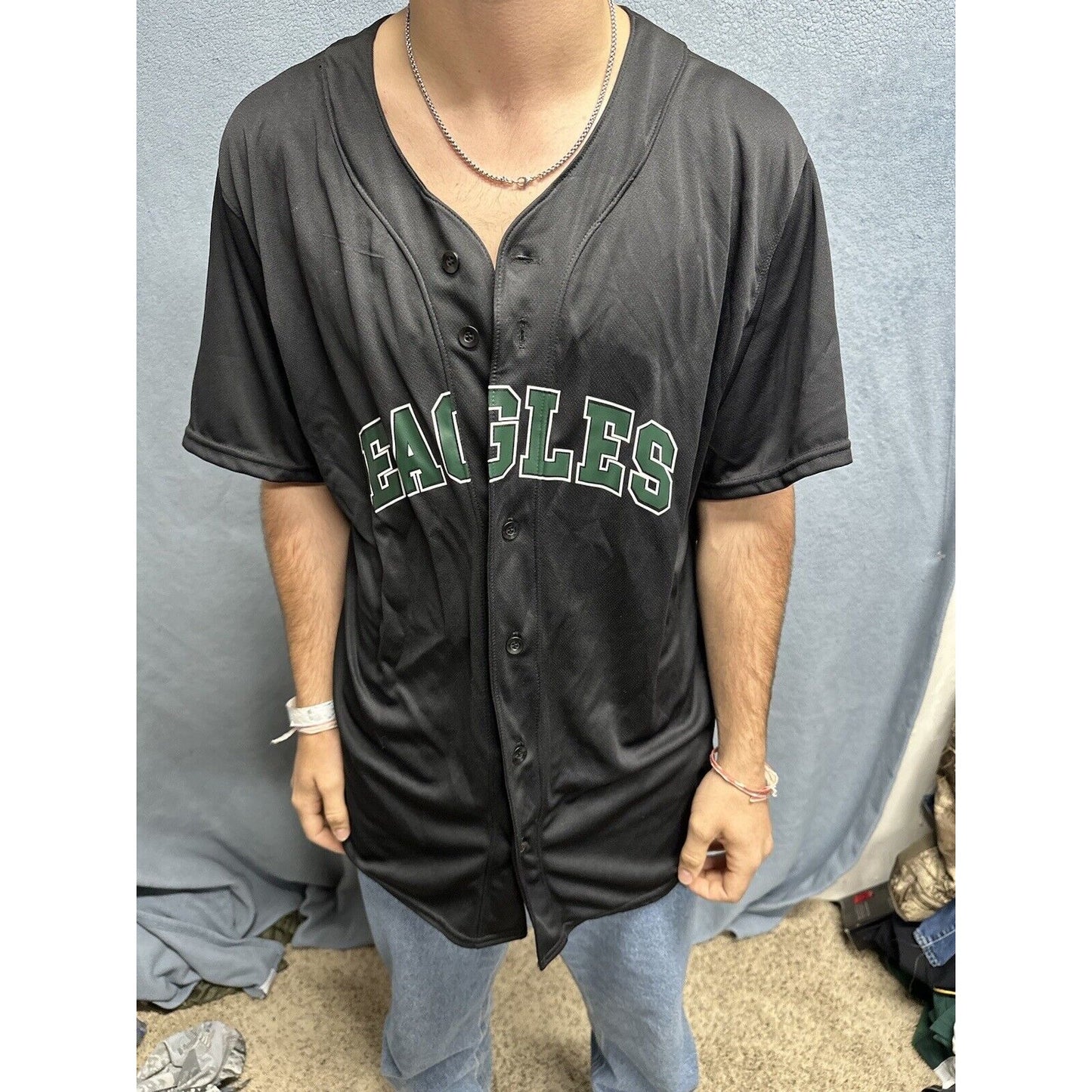 Men’s Augusta Sportswear Black Large Eagles Baseball Jersey