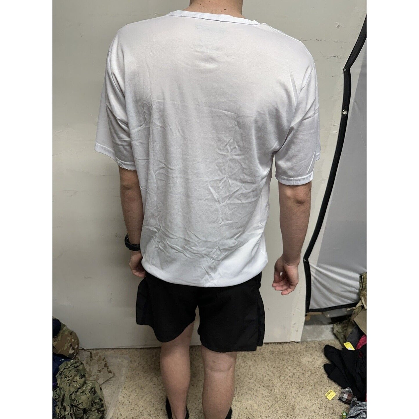 Men’s White Poly TKO Large Short Sleeve Workout Shirt