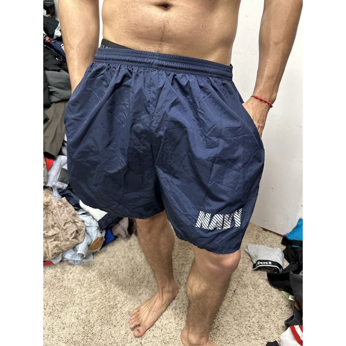 Men’s Large Navy Physical Fitness Uniform Blue Shorts Trunks
