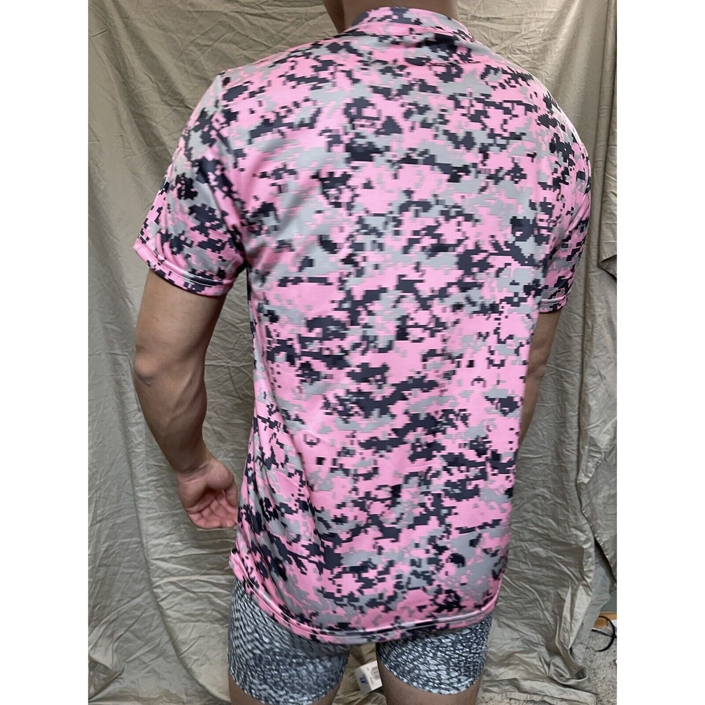 Boy's Youth Large Digi Camo Alleson Athletic Pink Compression Workout Shirt