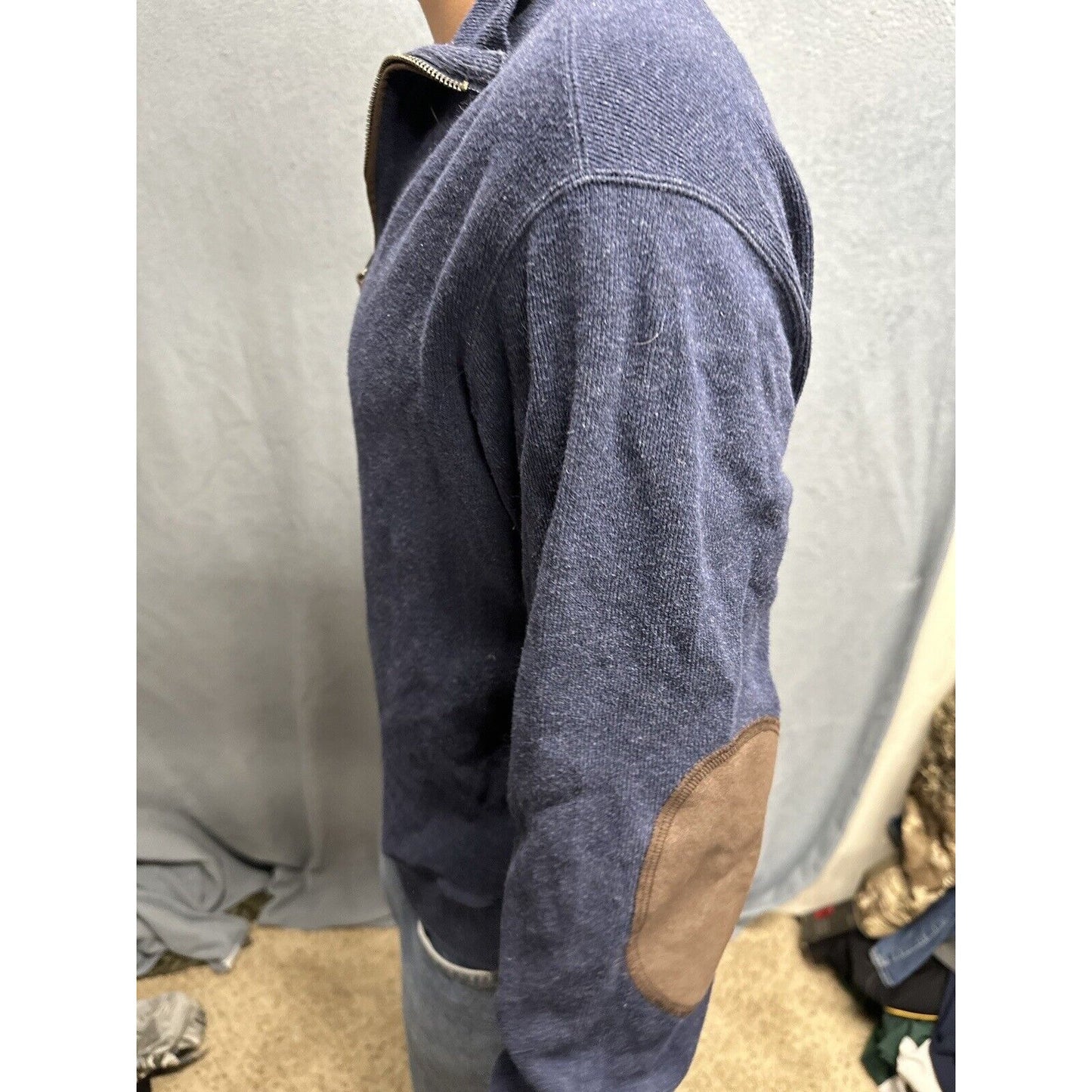 Men’s Dark Blue Medium Cremieux 1/4 Zip Long Sleep Pullover Sweater