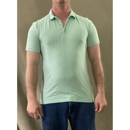 H&M Basic Fine Cotton Stretch Men's Medium Mint Green Polo Shirt
