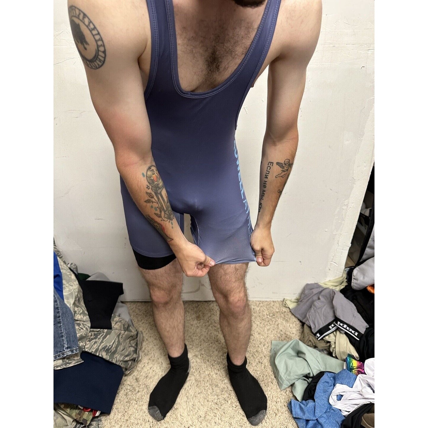 Men’s Gray Tauwell Wrestling Singlet Large