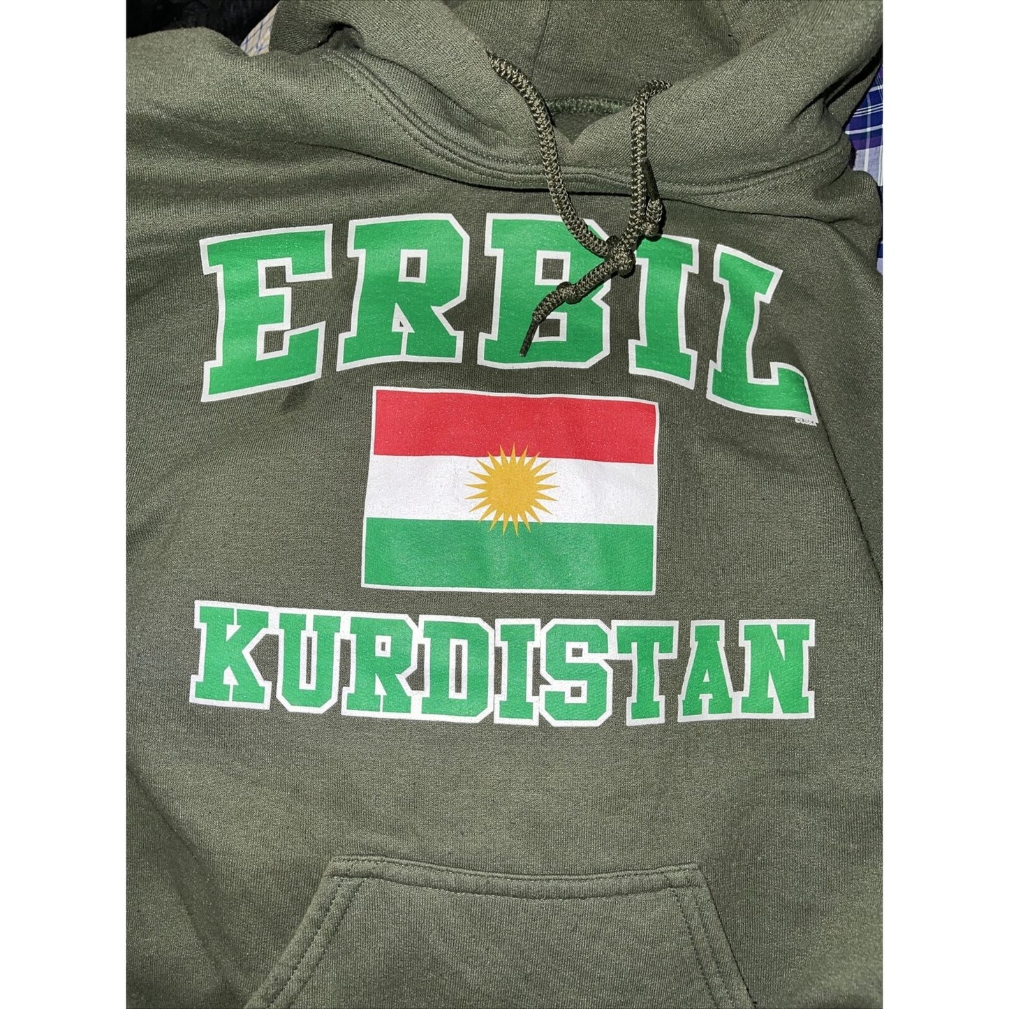 Men’s Small Erbil Kurdistan Olive Green Hoodie