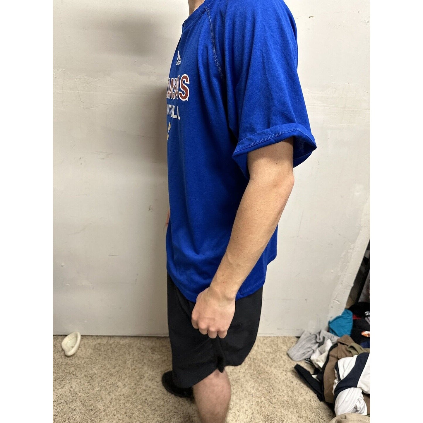 Men’s Medium Kansas Football Medium Adidas Climalite Tshirt