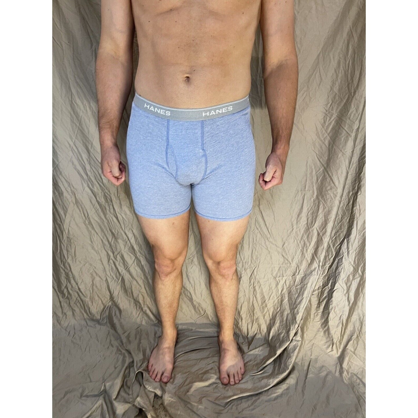 men's medium hanes light blue boxer brief