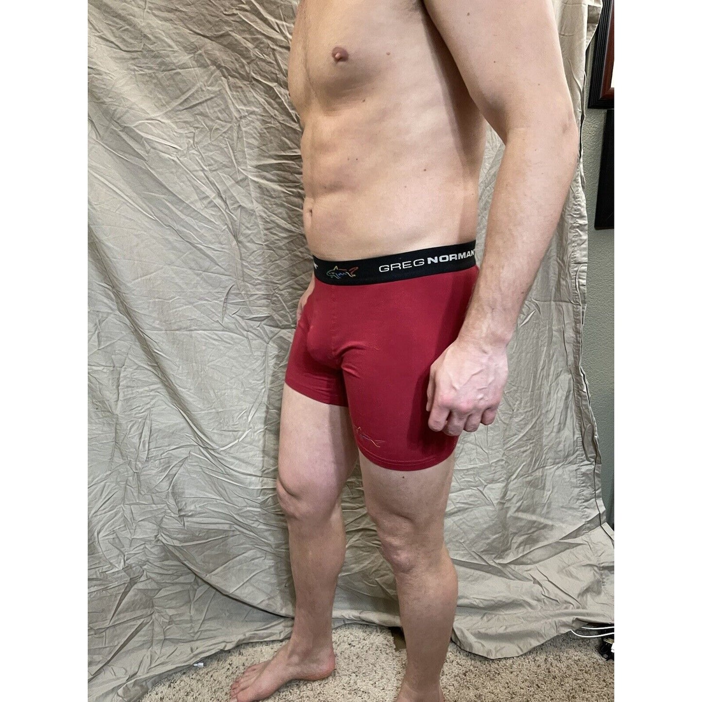 men's greg norman red small compression shorts