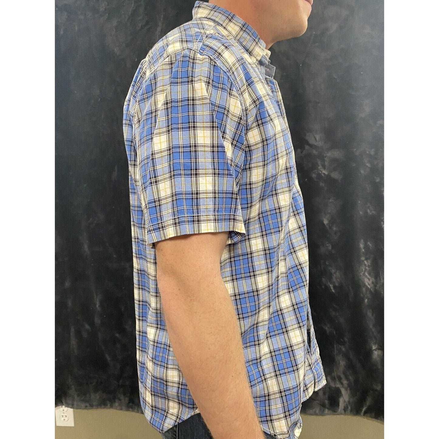 NAUTICA Blue And White Plaid Short Sleeves Button-down shirt Men’s Large