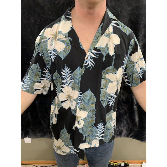 HO ALOHA, USA, Men's Large Hawaiian Tropical ALOHA SHIRT, S/S, Floral Pattern