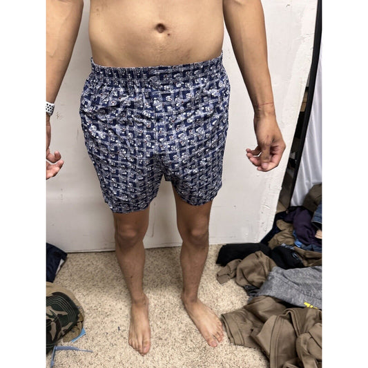 Men’s Small Fruit Of The Loom Blue Plaid Box Design Boxer Shorts