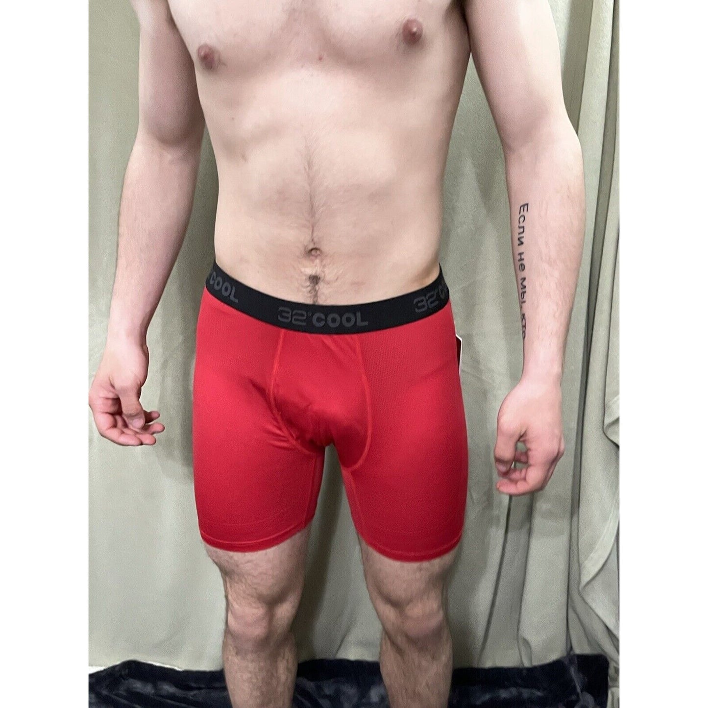 32 Degrees Cool Size Red Medium Mens Boxer Briefs 12% Spandex