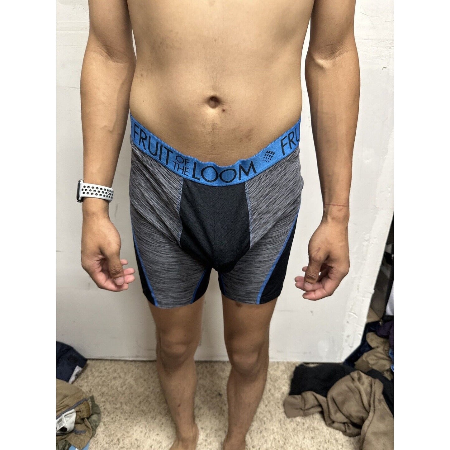 Men’s Large Fruit Of The Loom Black And Gray Boxer Briefs