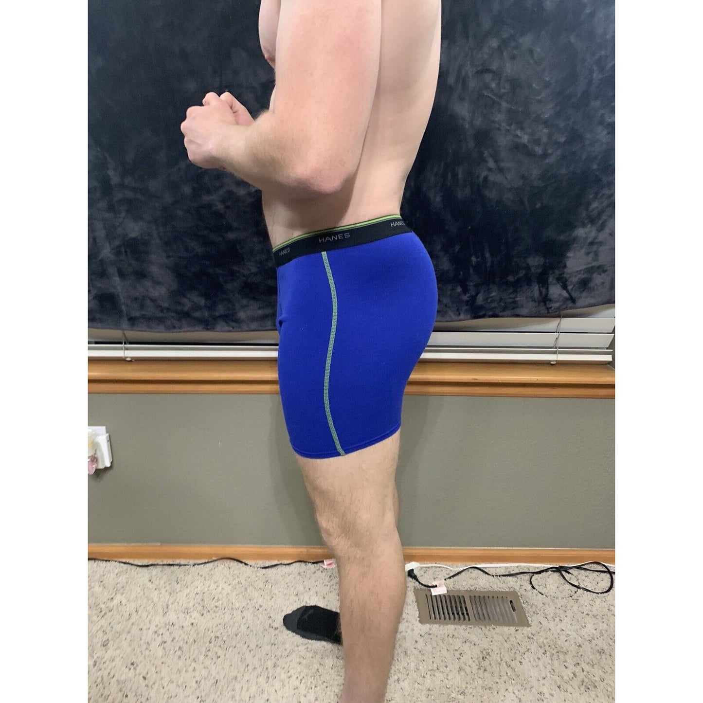 Men’s Hanes Comfort Flex Royal Blue Black Band Boxer Briefs