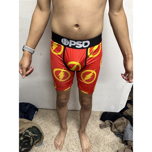 Men’s PSD Small Boxer Briefs Red Orange Flash Design