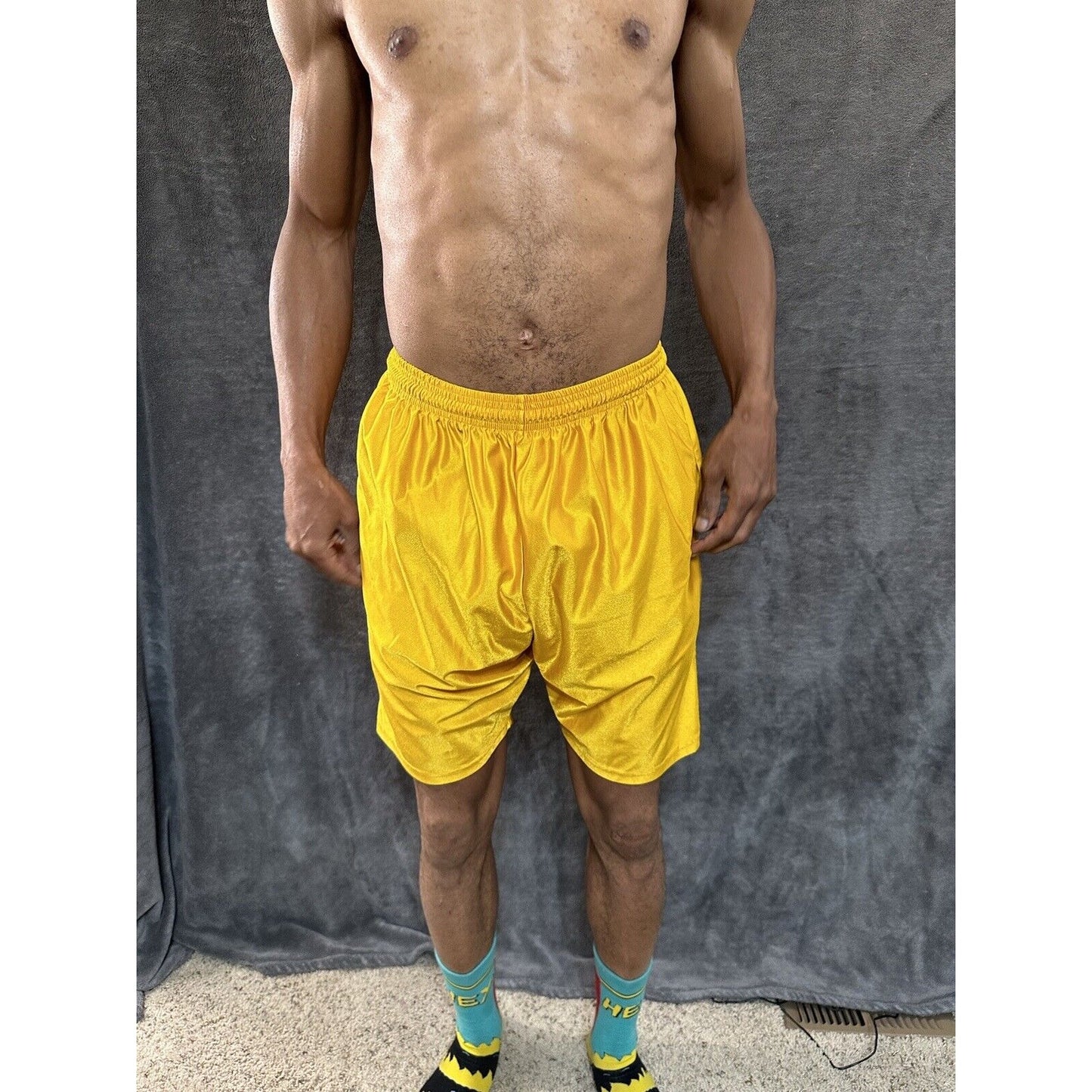 Men’s Gold Dazzle Medium Russell Athletic Shorts With Pockets