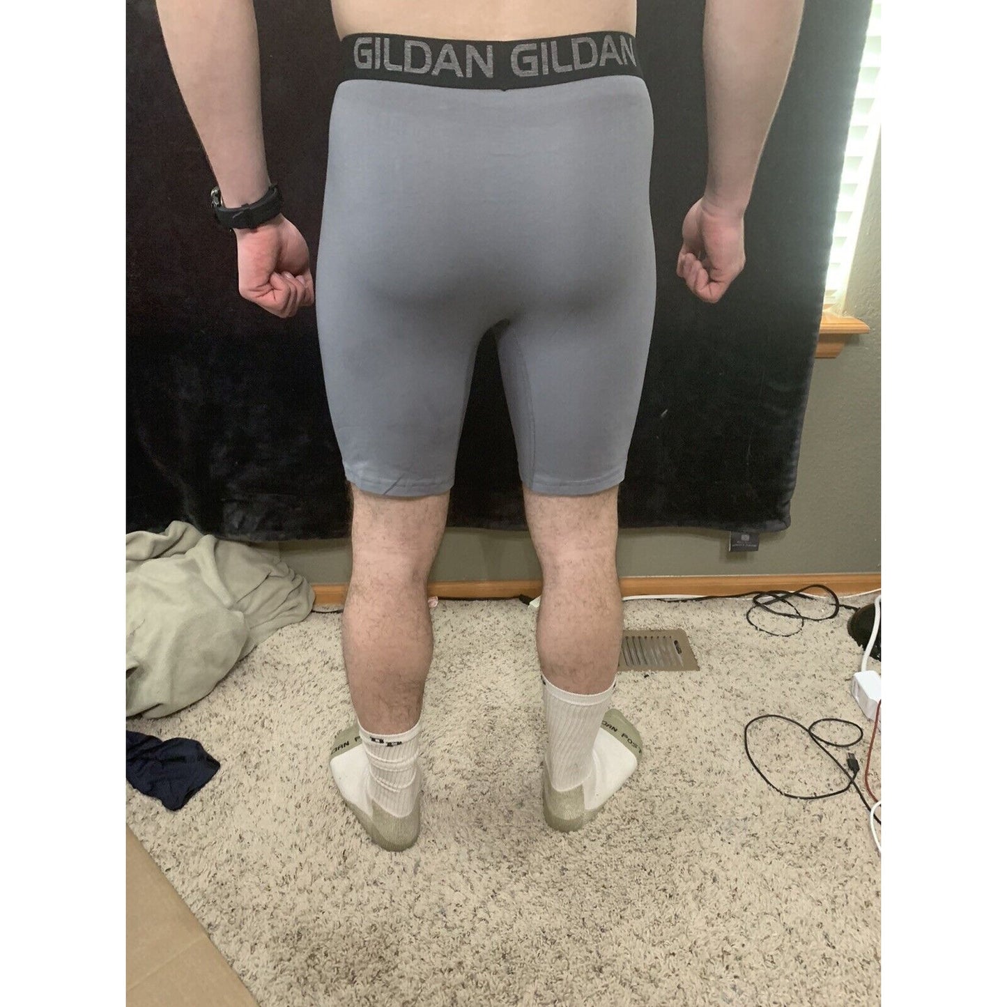 Men’s Gildan Medium Boxer Briefs Gray 5% Spandex