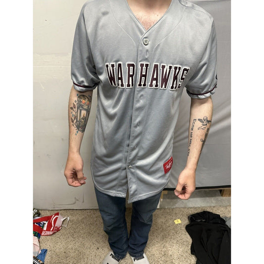 Men’s Silver Rawlings Medium Warhawks Number 12 Baseball Jersey