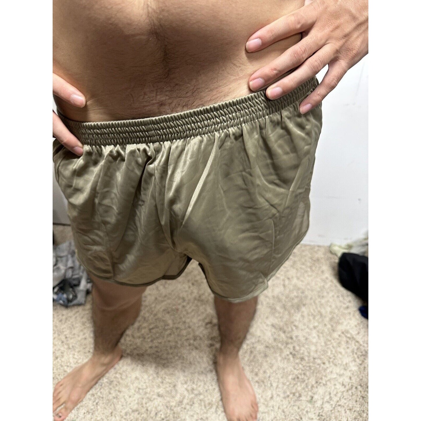 Tan Nylon Soffe Ranger Panties Silkies Running Track Shorts - Men's Medium