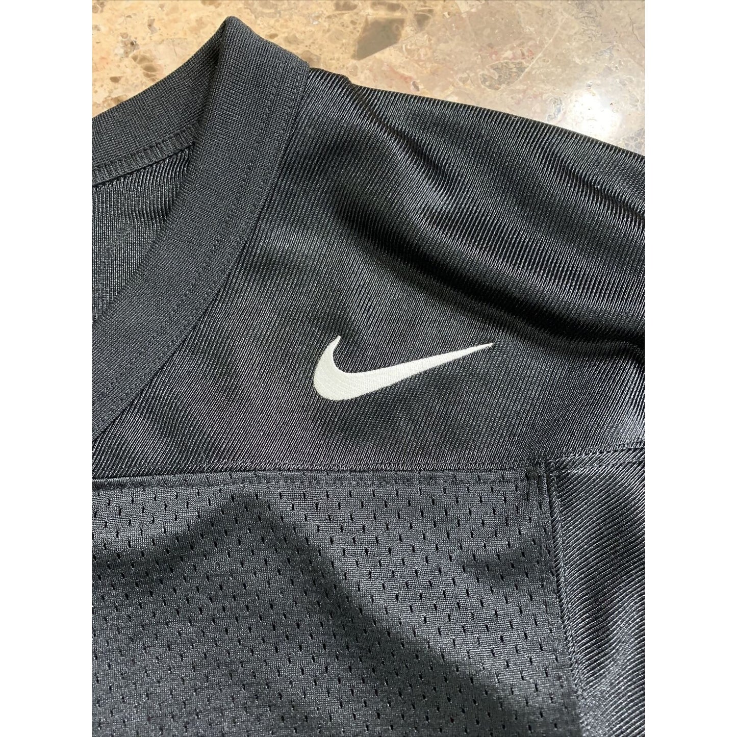 Men’s Nike Football Practice Jersey Solid Black Mens Size Large White Logo