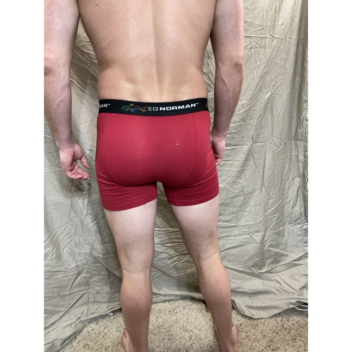 men's greg norman red small compression shorts