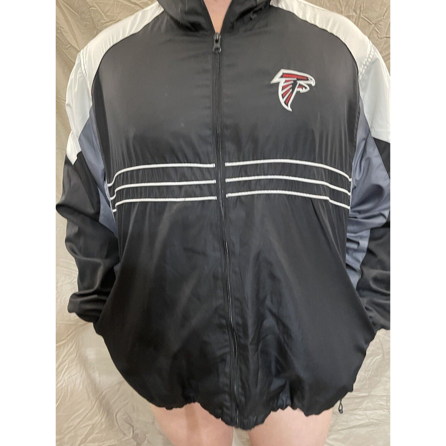 Men's SI NFL Team Reebok full zip atlanta falcons black windbreaker jacket XL