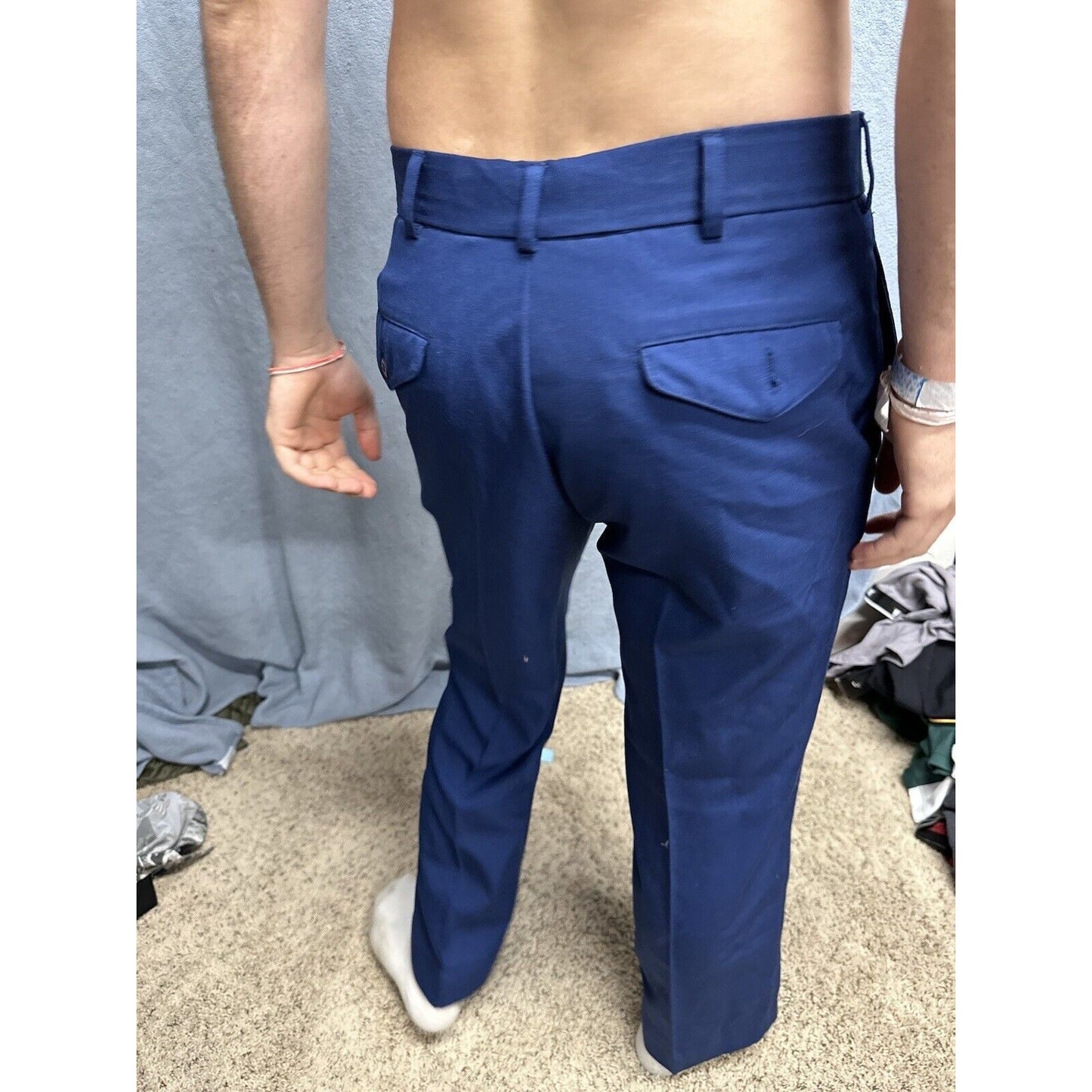 Men’s Usmc Trousers Uniform Pants Marines 33S Poly Wool Blue