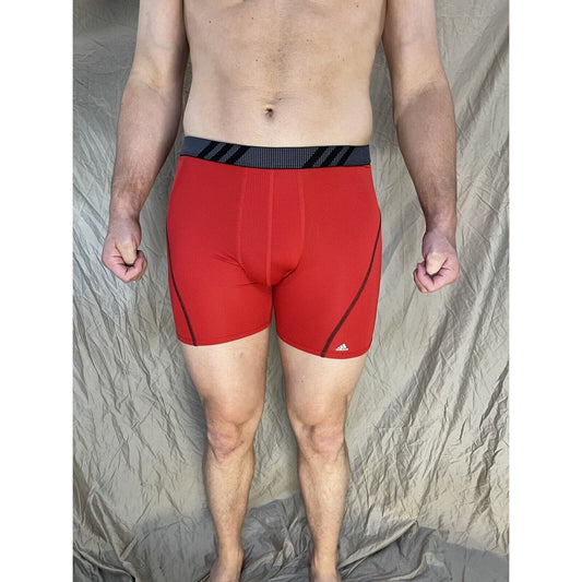 men's red adidas aeroready compression boxer brief Medium