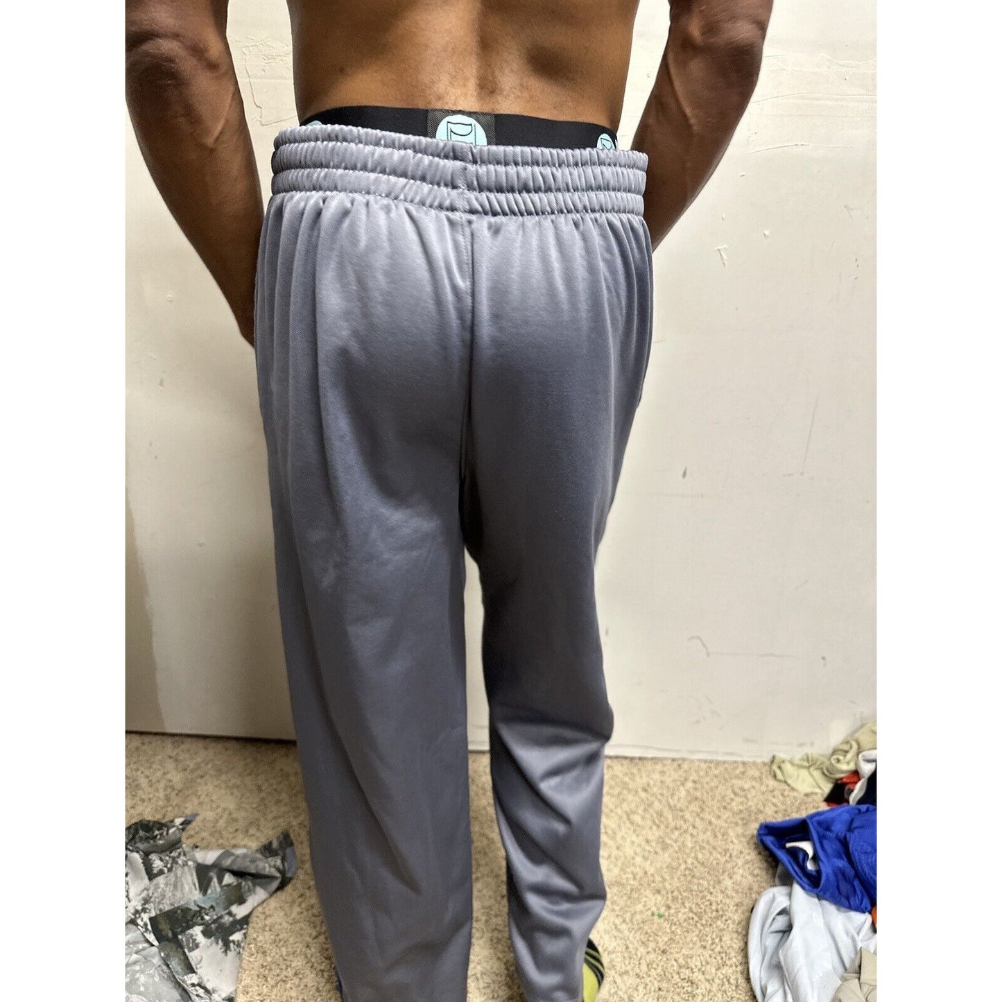 Men’s Gray Large Russell Polyester Sweat Pants With Pockets Air Force Falcons US