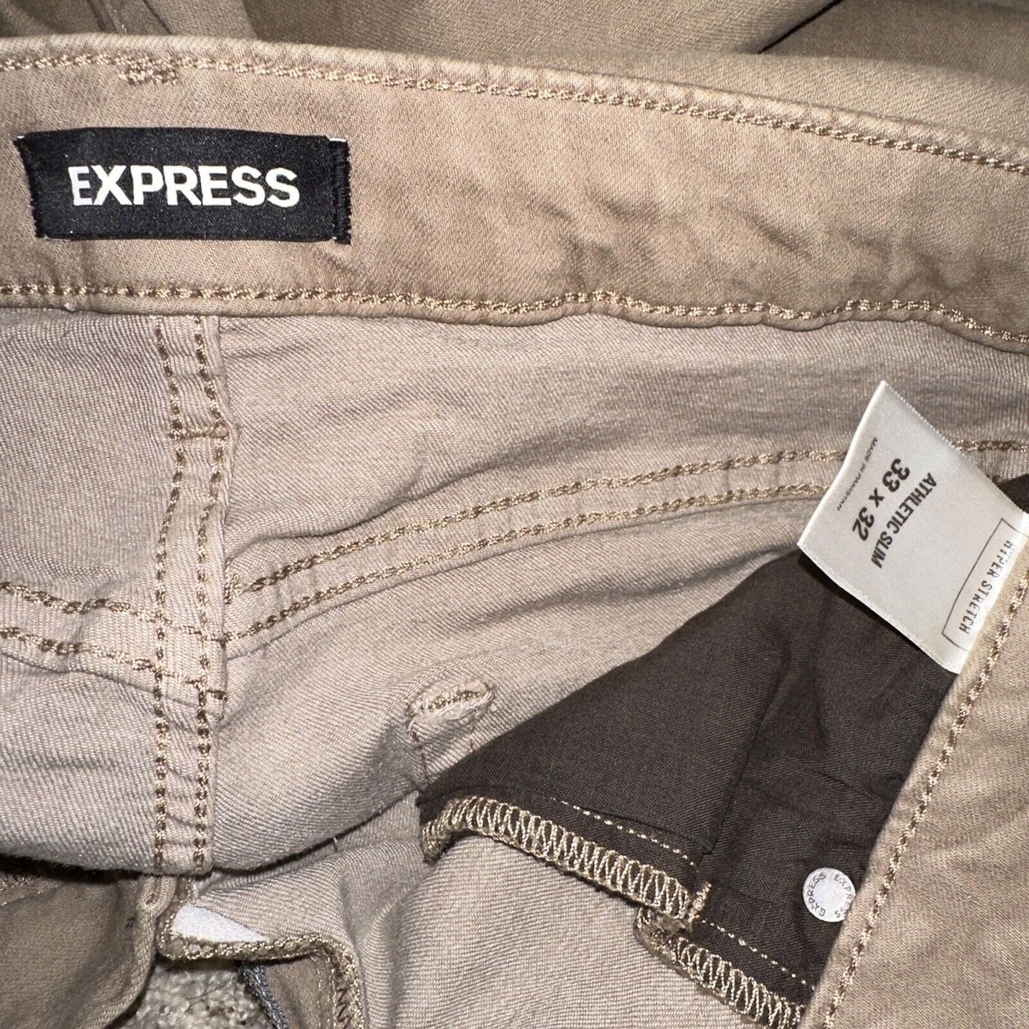 Men’s Tan Express Athletic Slim Hyper Stretch 33 X 32 Jeans Pants