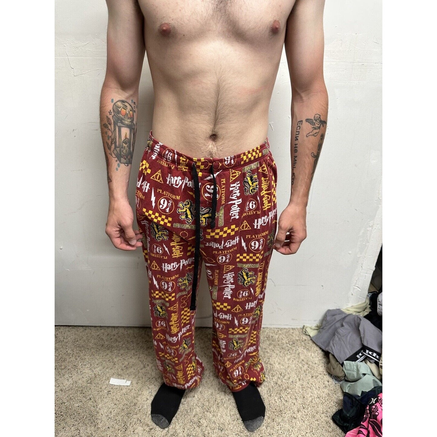 MENS XL Harry Potter Hogwarts Gryffindor Sleep Lounge Pajama Pants Platform