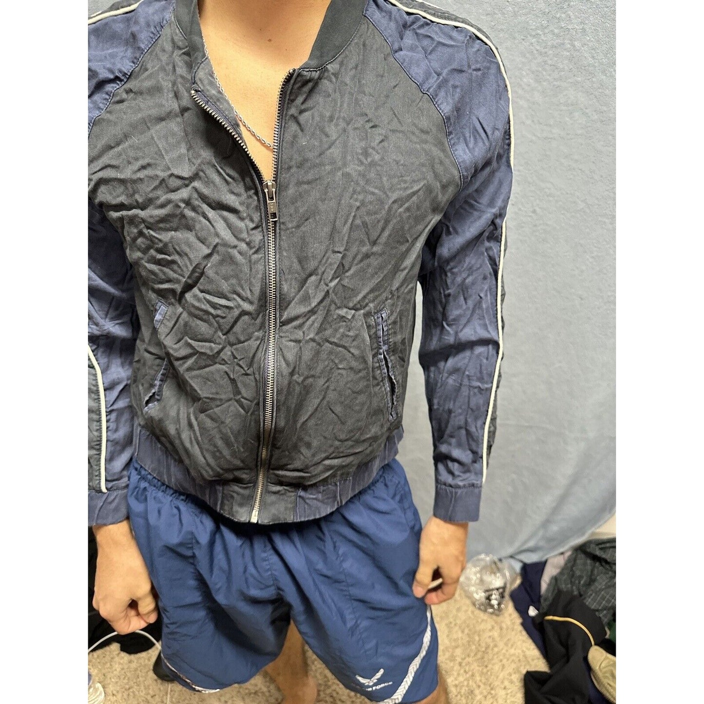 Men’s Full zip Black And Blue Large American Eagle Jacket
