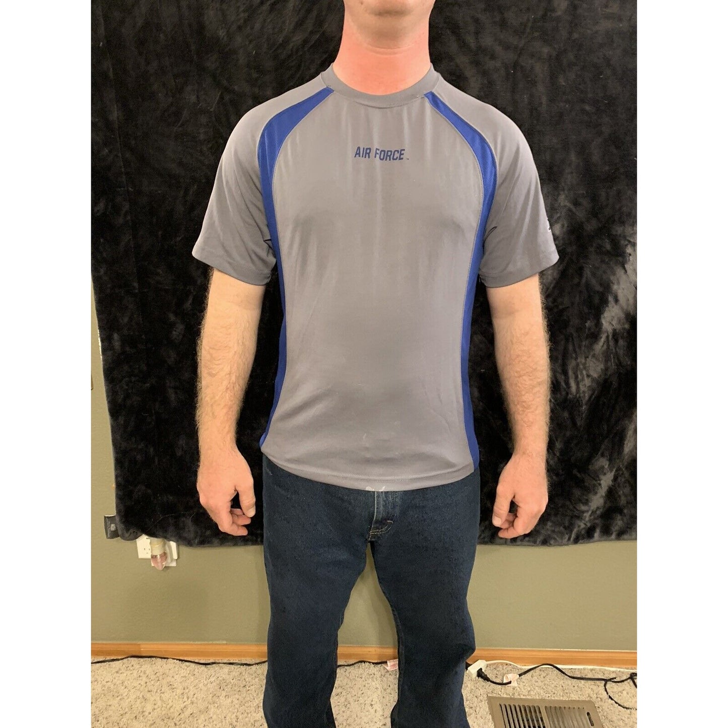 Air Force AF Workout Shirt Campus Heritage Grey And Blue Medium