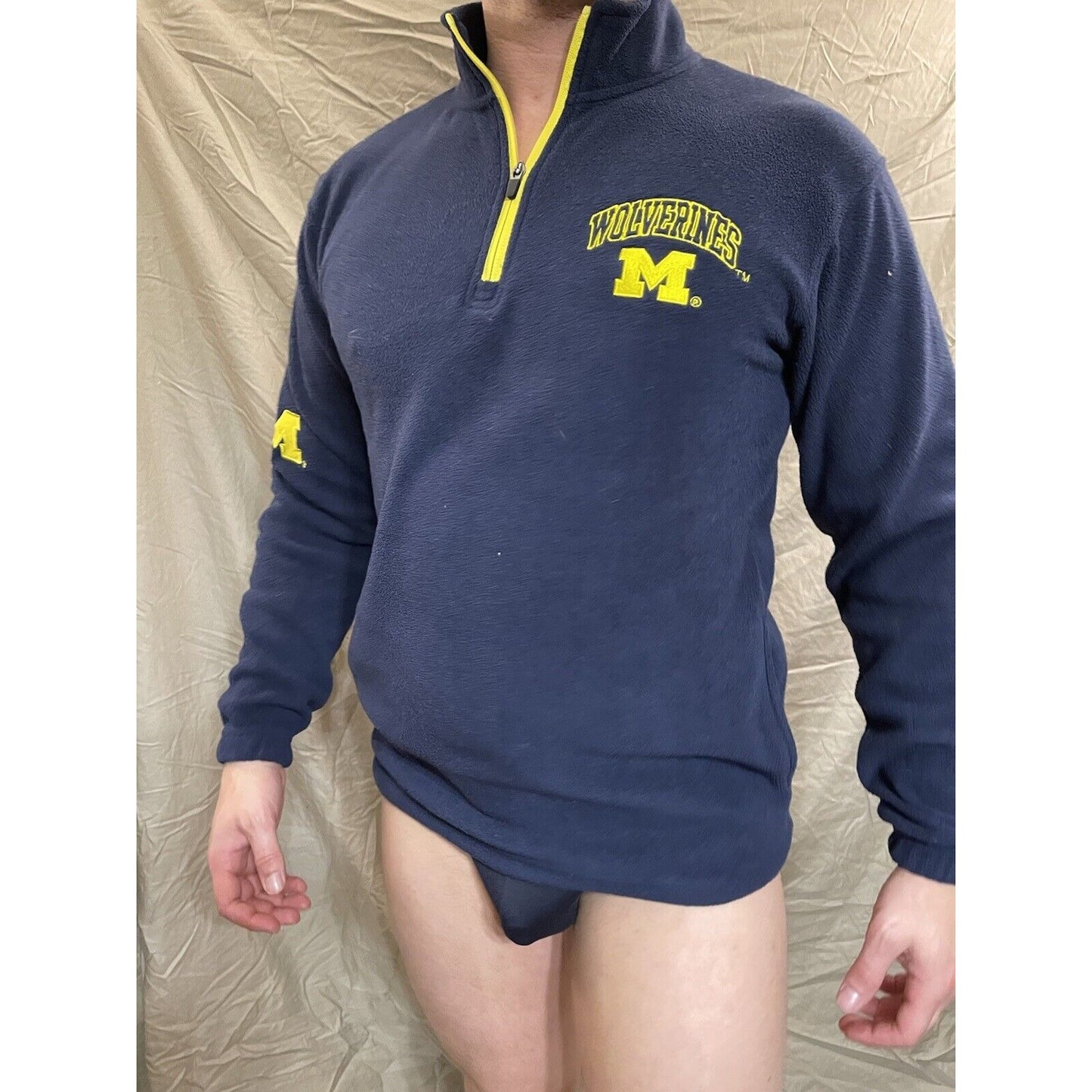 Men's Small Knights Apparel Michigan Wolverines Navy Blue quarter zip pullover