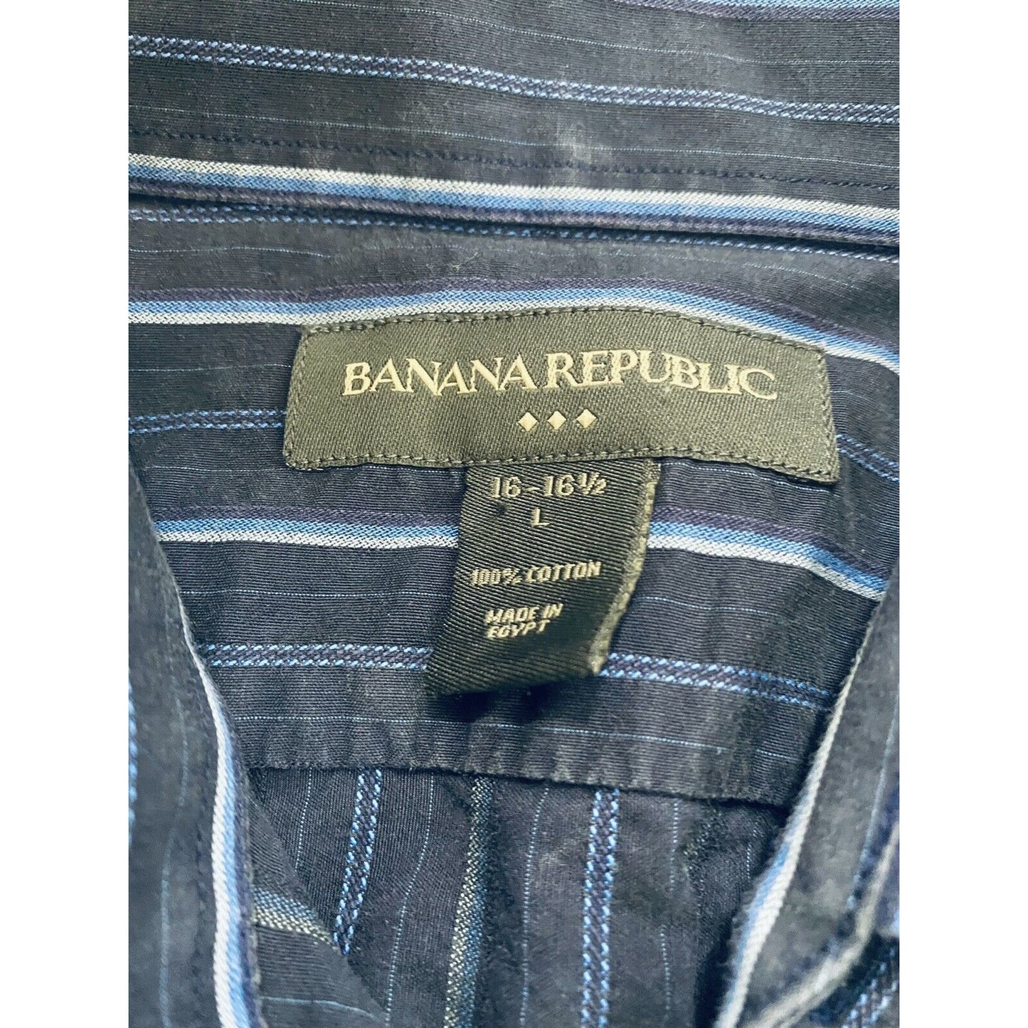 Banana Republic Navy Blue Striped Cotton Men’s Large Button-down Long Sleeves