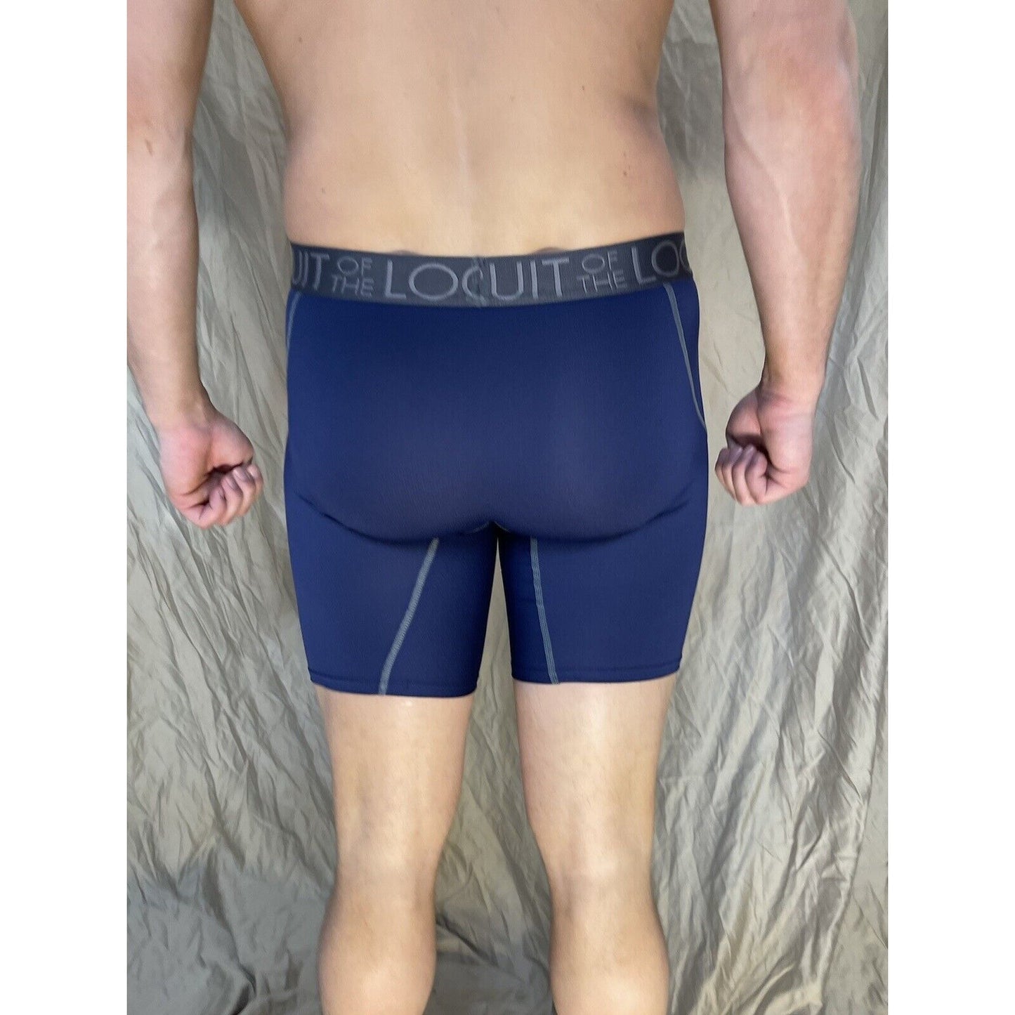 men's fruit of the loom dark blue compression boxer briefs medium
