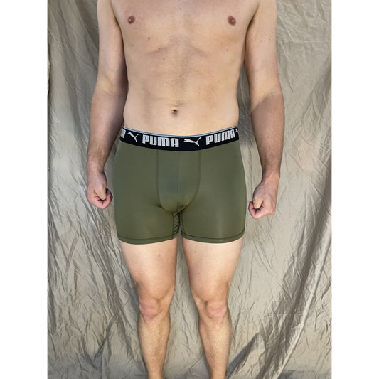 men's olive green puma compression boxer briefs Small