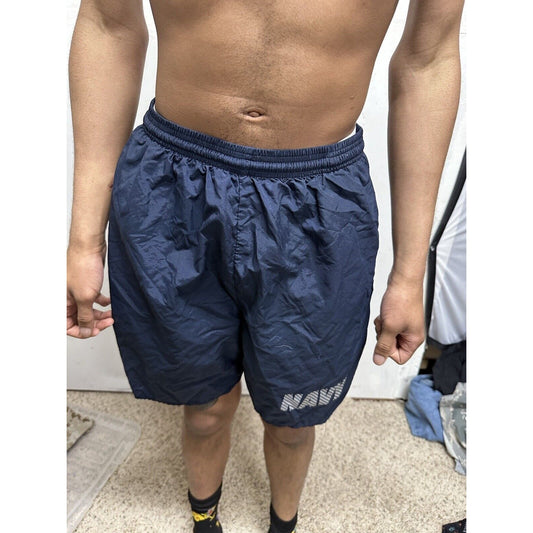 Men’s medium navy physical fitness trunks uniform shorts blue