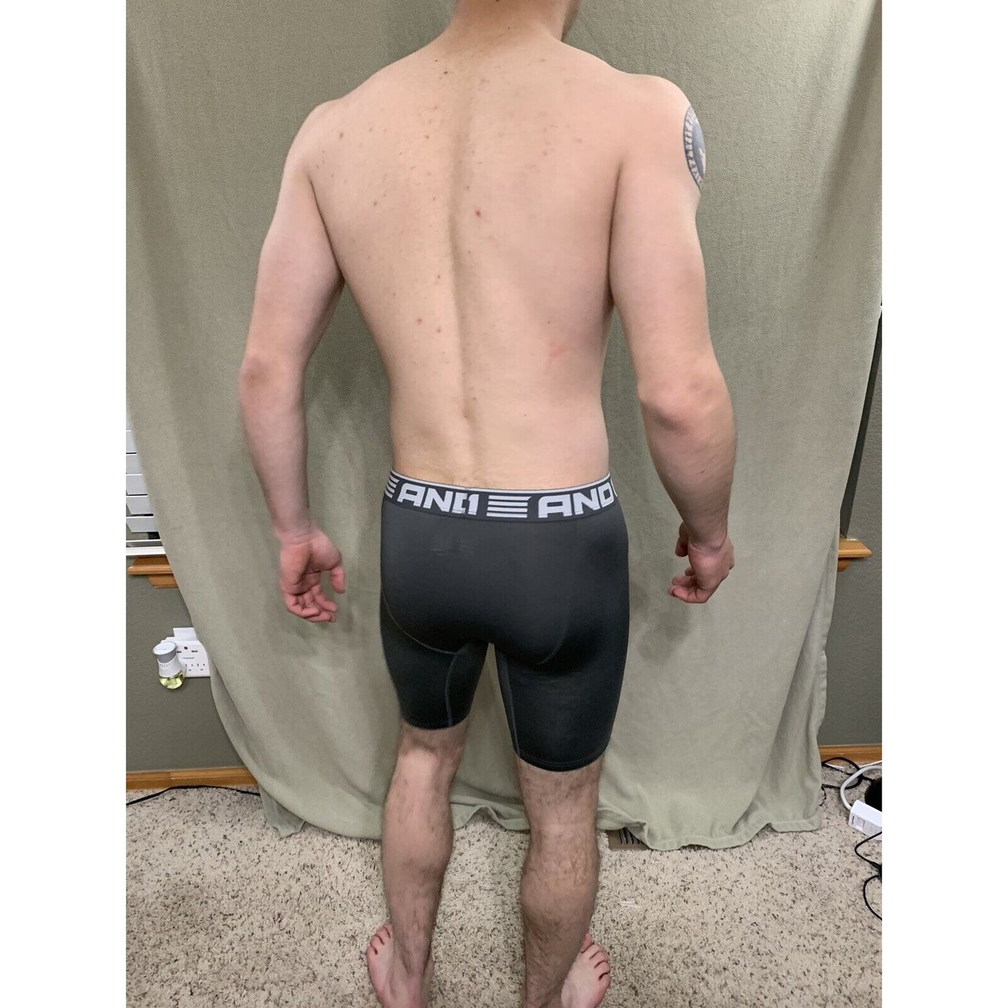 Men’s Gray With White Band Medium AND1 Compression Performance Boxer Briefs