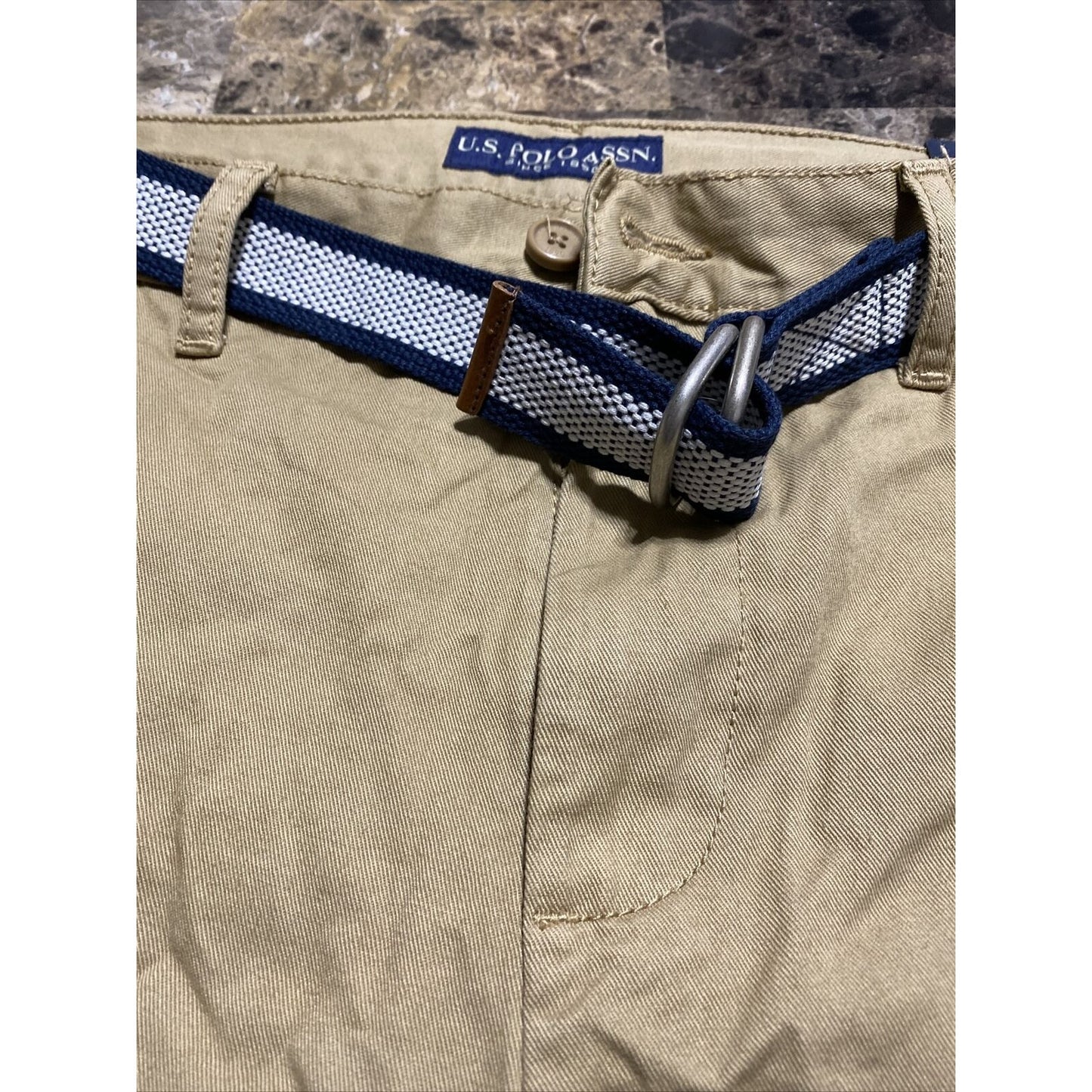 US Polo Assn.  Men’s size 34x10 Belted Khaki shorts New with Tags