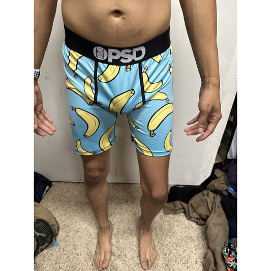 PSD Men's LARGE Boxer Brief Banana Blue Yellow Boxer Briefs NWOT