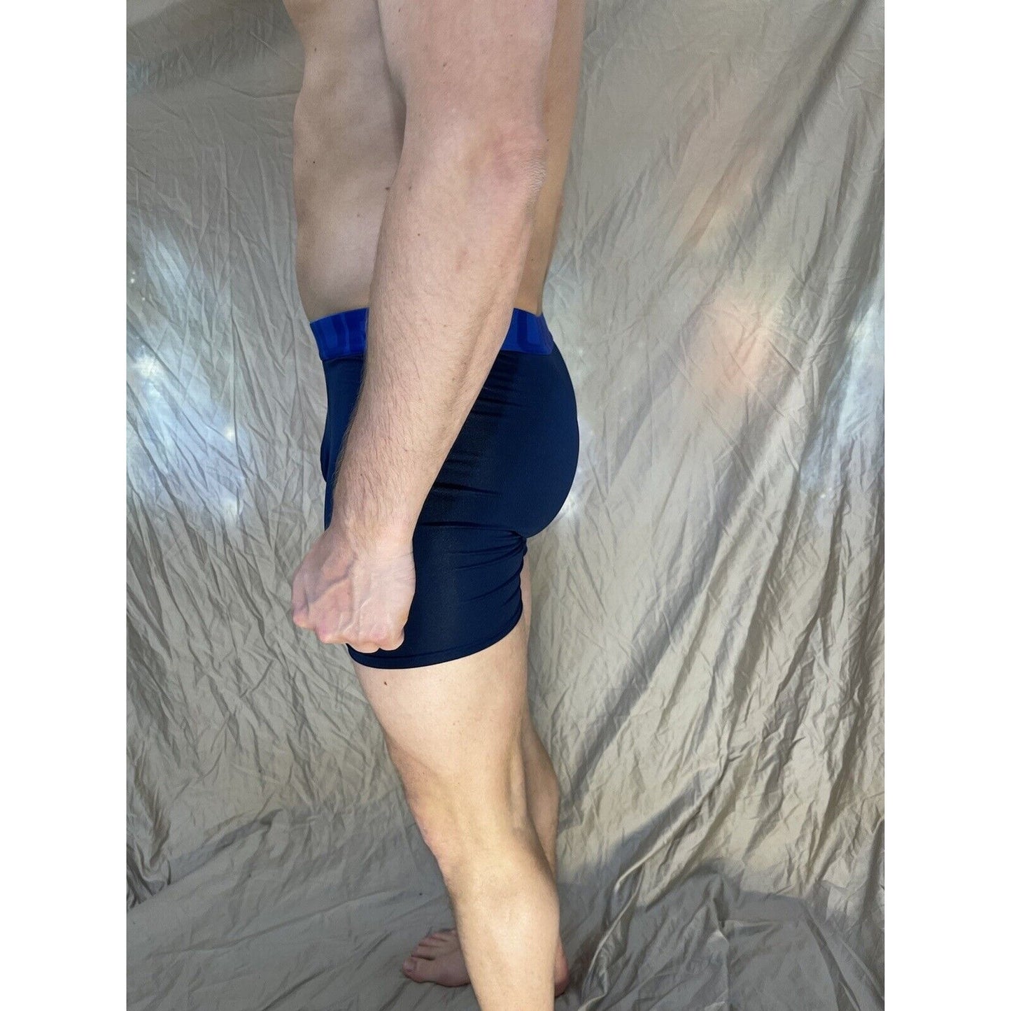 men's small under armour navy blue the tech mesh boxerjock