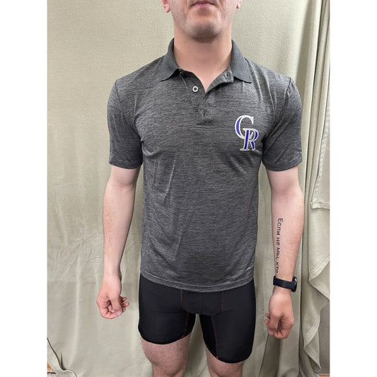MLB Colorado Rockies Gray Polo Genuine Small Short Sleeve Majestic Cool Base