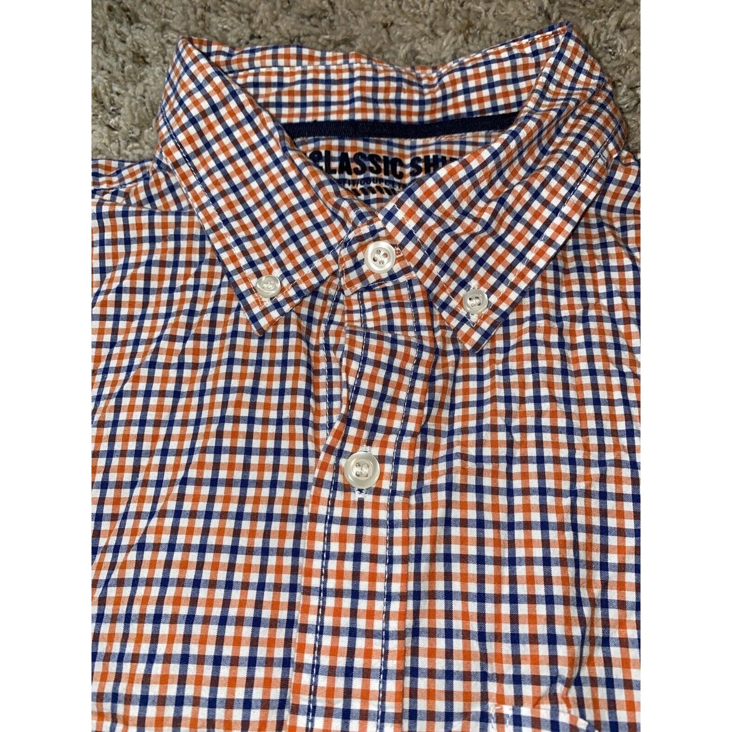 Men's Old Navy 'The Classic Shirt' Checked (blue + orange) Large Long Sleeves