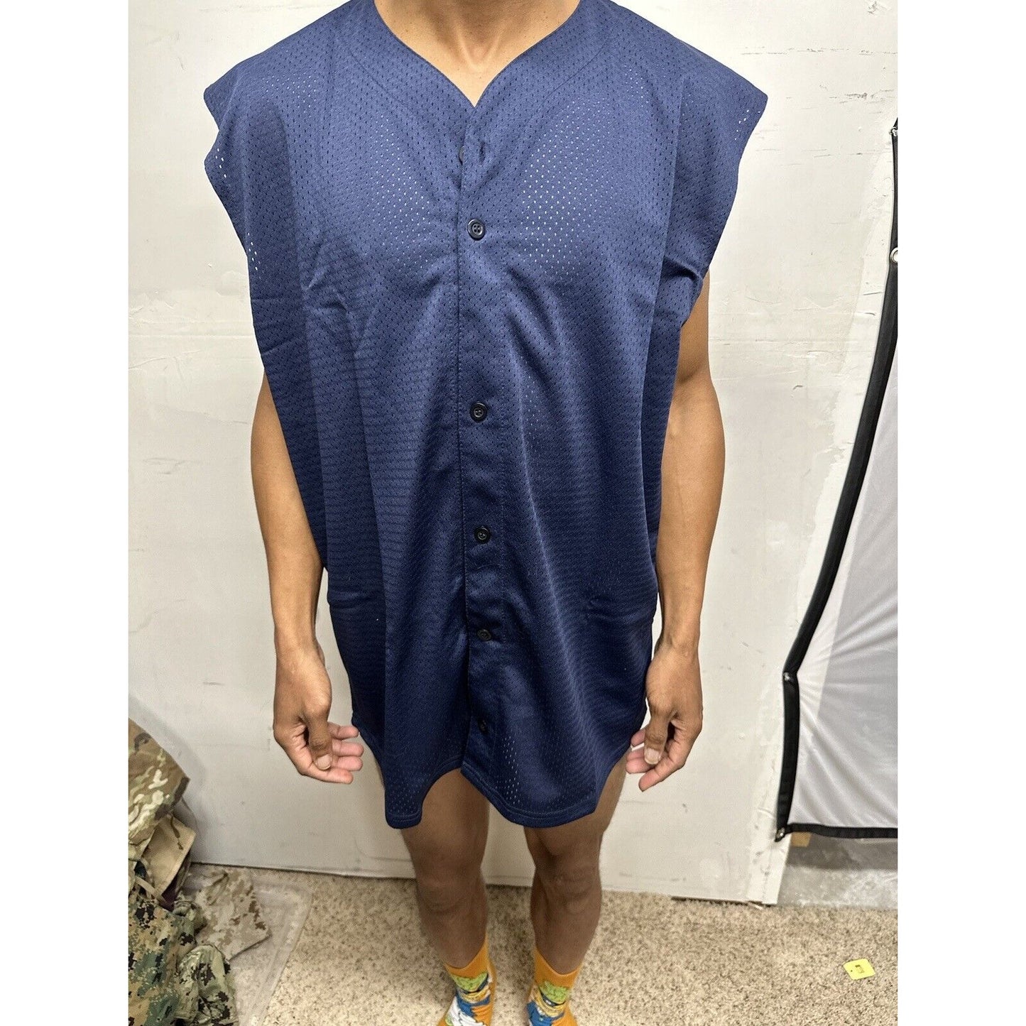 Men’s Large Dark Blue Team Basics Athletic Gear Jersey Mesh