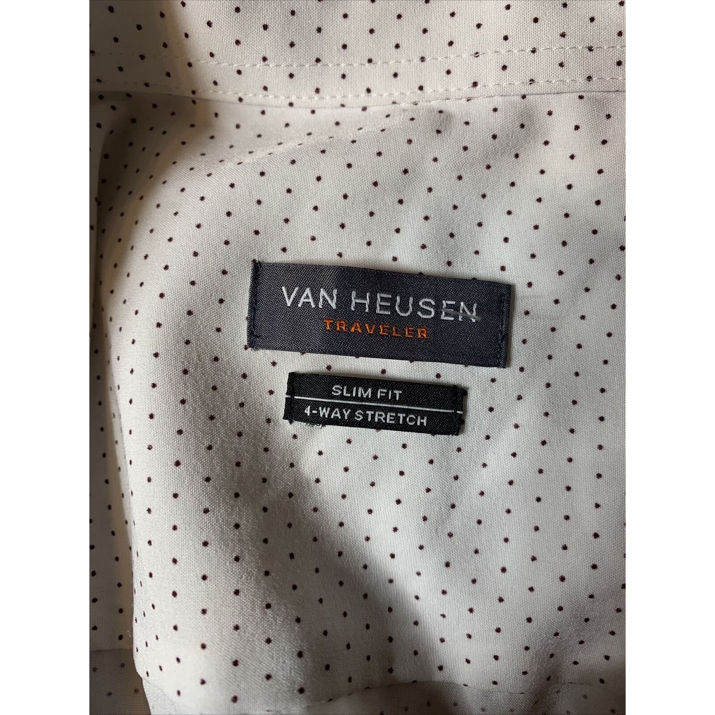 Van Huesen Traveler men’s slim fit SPECKED button down shirt 14-14.5 X 32/33
