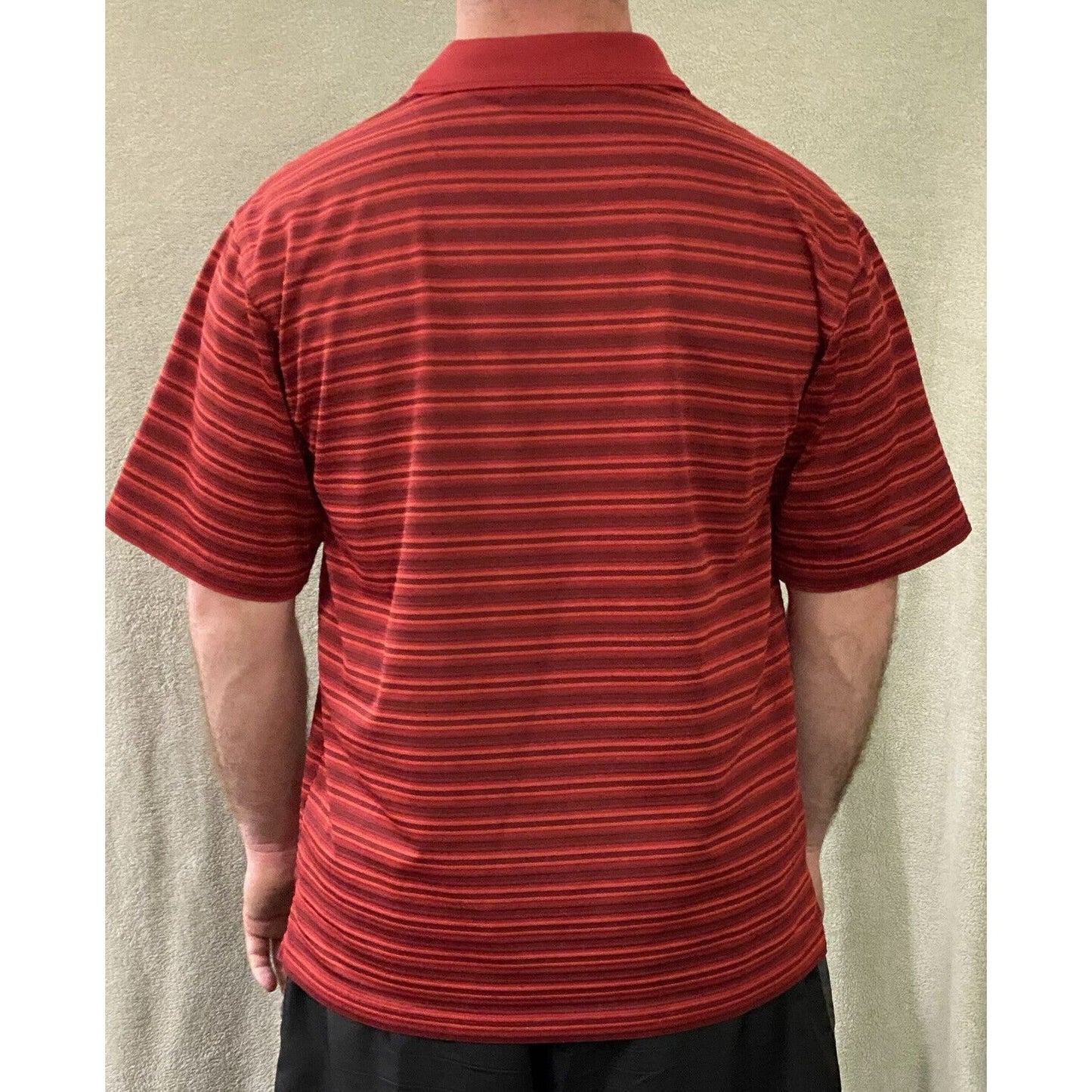 PGA Tour Men’s Large Golf Red Stripes Polyester Polo Shirt